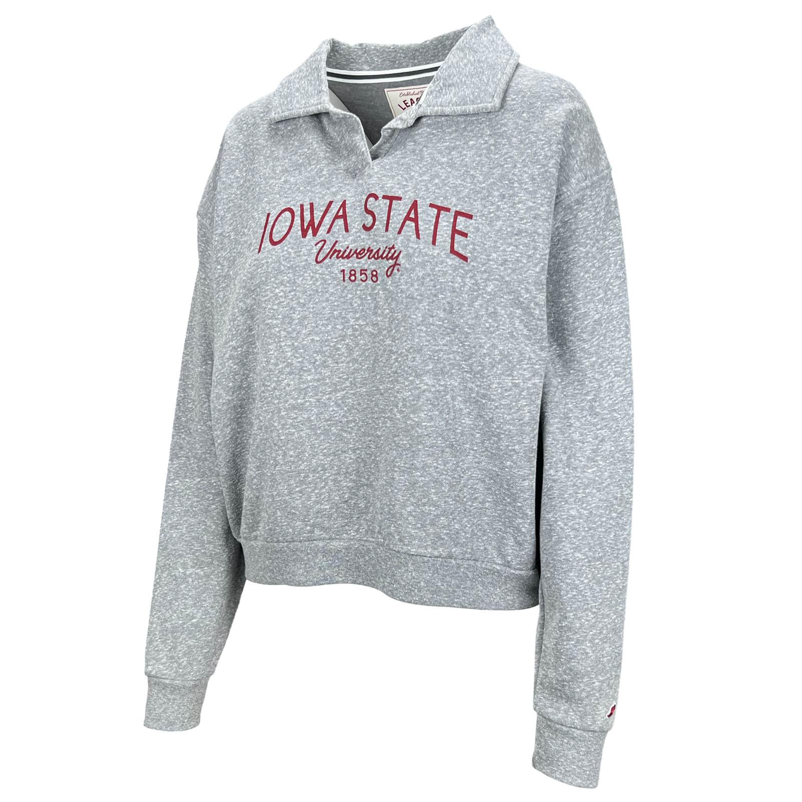 League Iowa State Heather Gray Collared Crewneck ISU Book Store